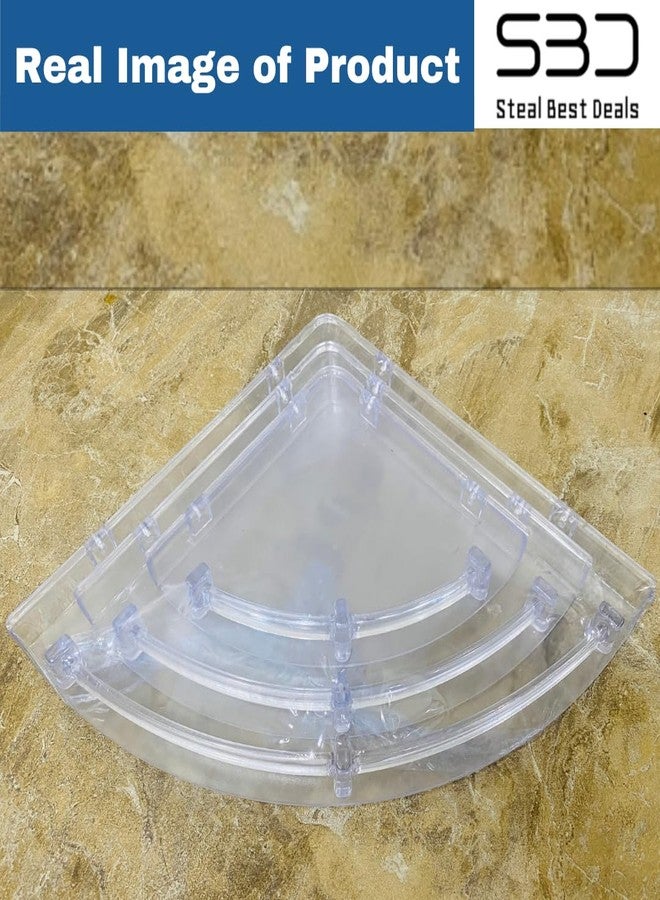 SBD Multi Purpose Acrylic Unbreakable Crystal Clear Corner Set of 3 (Clear) - Image 2